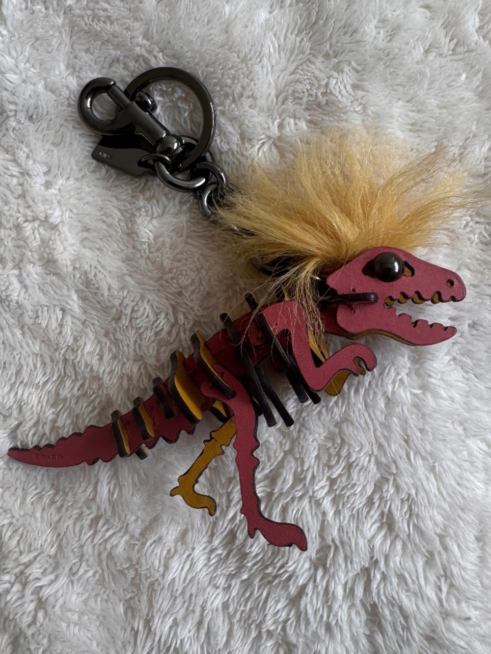 Coach Small Mohawk Rexy Bag Charm Pink/Yellow - Picture 1 of 3
